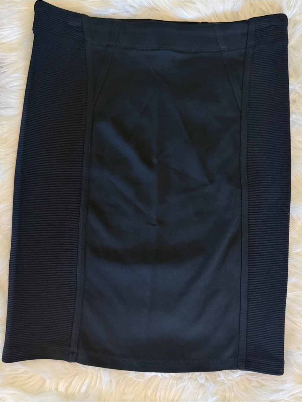 BCBGMaxAzria Black Textured-Panel Pencil Skirt